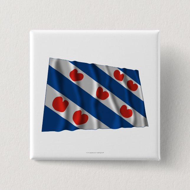 Wellenartig bewegende Flagge Frieslands Button (Vorderseite)