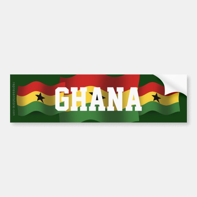 Wellenartig bewegende Flagge Ghanas Autoaufkleber (Vorne)