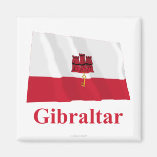 Wellenartig bewegende Flagge Gibraltars mit Namen Magnet