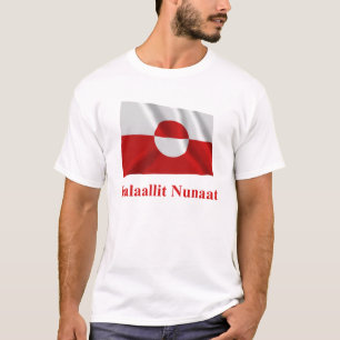 Wellenartig bewegende Flagge Grönlands mit Namen T-Shirt