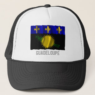Wellenartig bewegende Flagge Guadeloupes mit Namen Truckerkappe