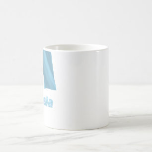 Wellenartig bewegende Flagge Guatemalas mit Namen Kaffeetasse