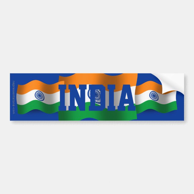Wellenartig bewegende Flagge Indiens Autoaufkleber (Vorne)
