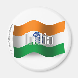 Wellenartig bewegende Flagge Indiens Magnet