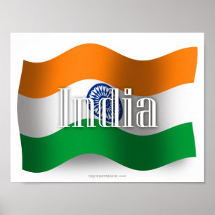 Wellenartig bewegende Flagge Indiens Poster