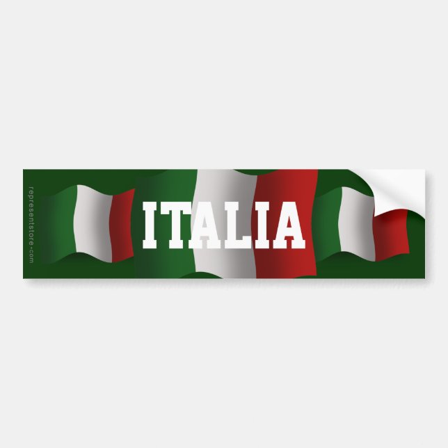 Wellenartig bewegende Flagge Italiens Autoaufkleber (Vorne)