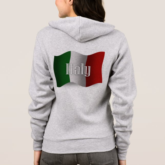 Wellenartig bewegende Flagge Italiens Hoodie (Rückseite)