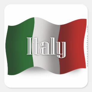 Wellenartig bewegende Flagge Italiens Quadratischer Aufkleber