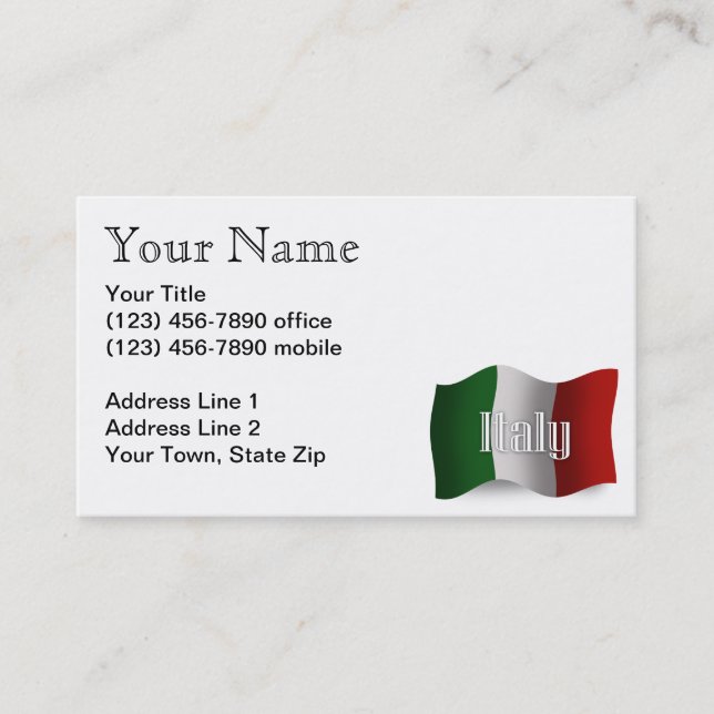 Wellenartig bewegende Flagge Italiens Visitenkarte (Vorderseite)