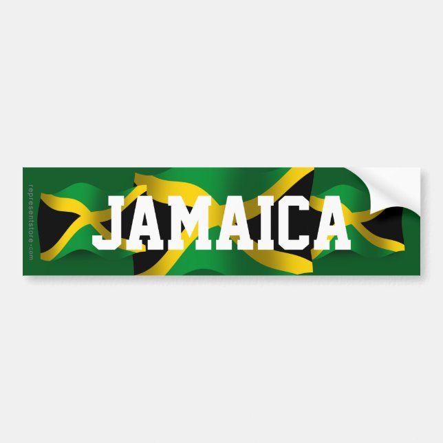 Wellenartig bewegende Flagge Jamaikas Autoaufkleber (Vorne)