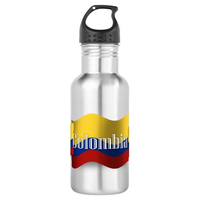 Wellenartig bewegende Flagge Kolumbiens Trinkflasche (Vorderseite)