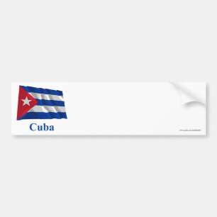 Wellenartig bewegende Flagge Kubas mit Namen Autoaufkleber