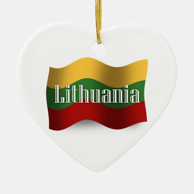 Wellenartig bewegende Flagge Litauens Keramik Ornament (Vorne)