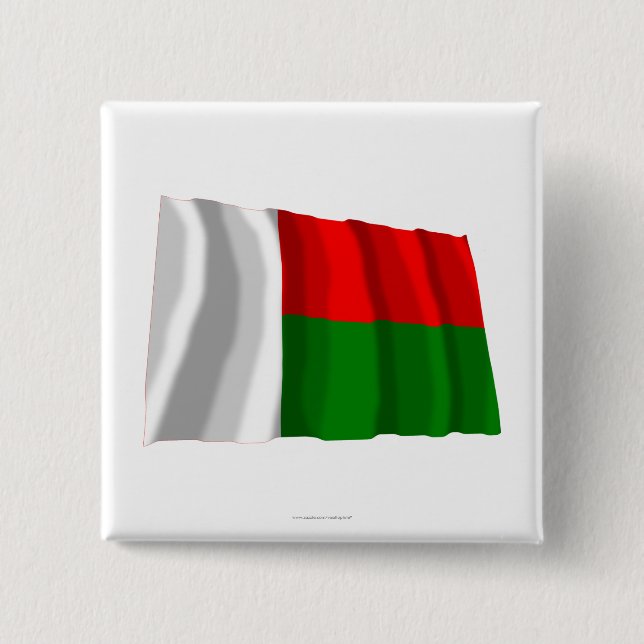 Wellenartig bewegende Flagge Madagaskars Button (Vorderseite)