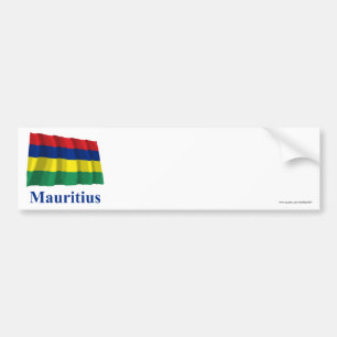 Wellenartig bewegende Flagge Mauritius mit Namen Autoaufkleber