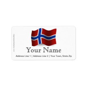 Wellenartig bewegende Flagge Norwegens Adressaufkleber