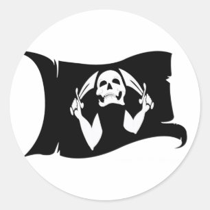 Wellenartig bewegende Flagge-Pirat Ikone #11 Runder Aufkleber