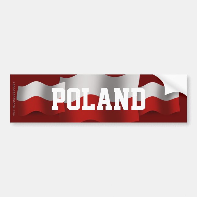 Wellenartig bewegende Flagge Polens Autoaufkleber (Vorne)