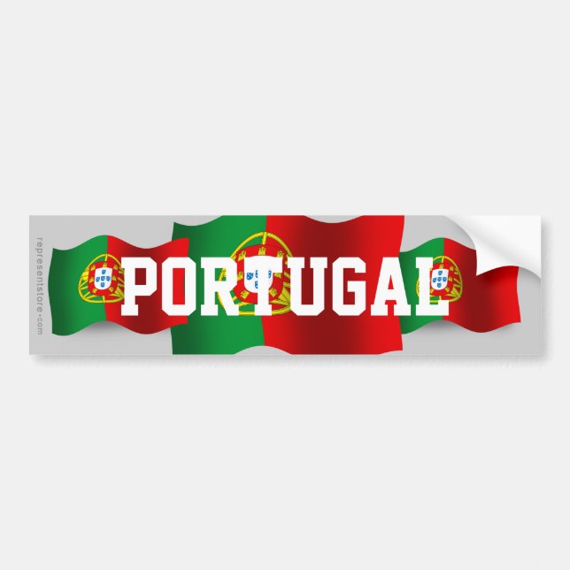 Wellenartig bewegende Flagge Portugals Autoaufkleber (Vorne)