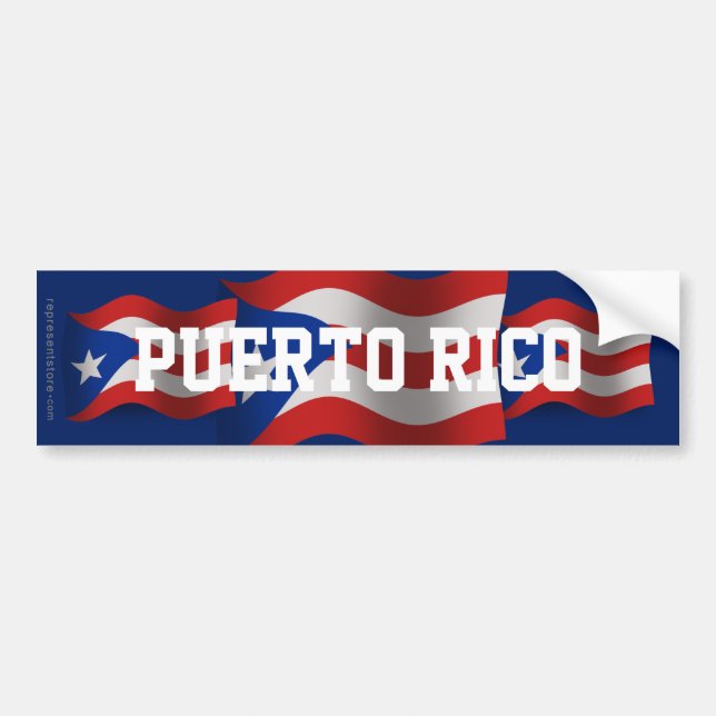 Wellenartig bewegende Flagge Puertos Rico Autoaufkleber (Vorne)