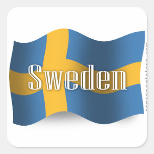 Wellenartig bewegende Flagge Schwedens Quadratischer Aufkleber