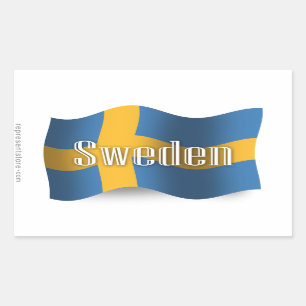 Wellenartig bewegende Flagge Schwedens Rechteckiger Aufkleber