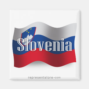 Wellenartig bewegende Flagge Sloweniens Magnet
