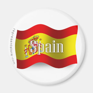 Wellenartig bewegende Flagge Spaniens Magnet