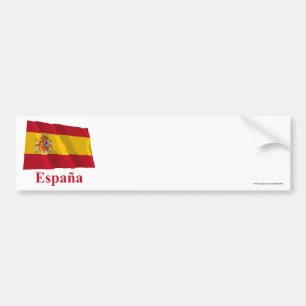 Wellenartig bewegende Flagge Spaniens mit Namen Autoaufkleber