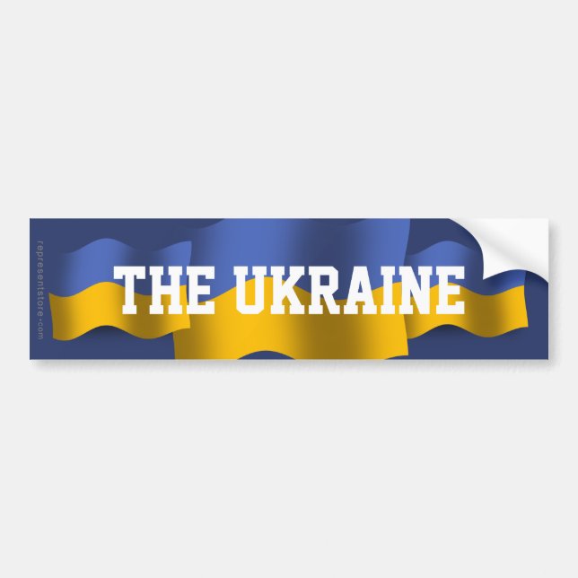 Wellenartig bewegende Flagge Ukraine Autoaufkleber (Vorne)