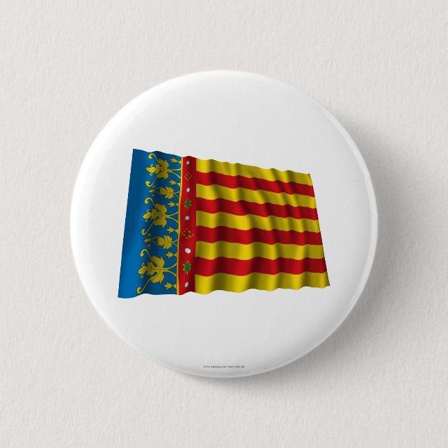 Wellenartig bewegende Flagge Valencias Button (Vorderseite)