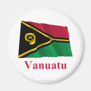 Wellenartig bewegende Flagge Vanuatus mit Namen Magnet