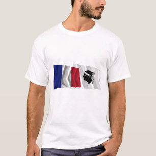 Wellenartig bewegende Flaggen Frankreichs u. Corse T-Shirt