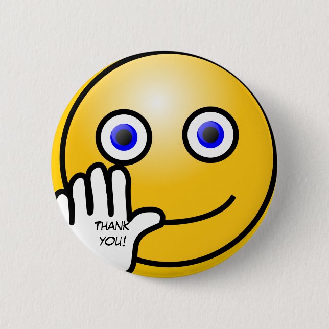 Wellenartig bewegender Emoticon danken Ihnen! Button (Vorderseite)