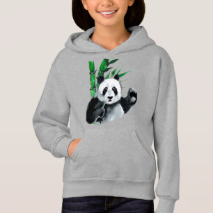 Wellenartig bewegender Panda und Bambus Hoodie