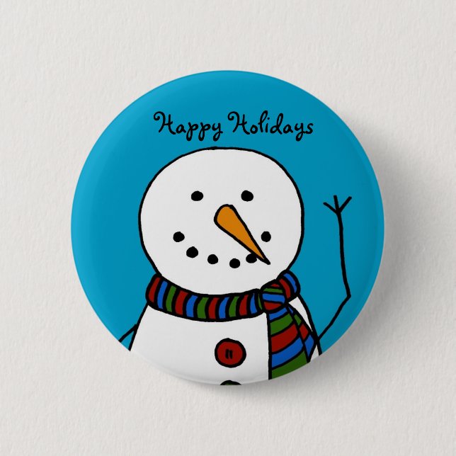 wellenartig bewegender Schneemann Button (Vorderseite)
