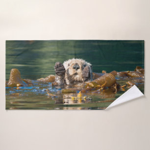 Wellenartig bewegender Seeotter Badehandtuch
