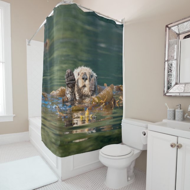 Wellenartig bewegender Seeotter Duschvorhang (Beispiel)