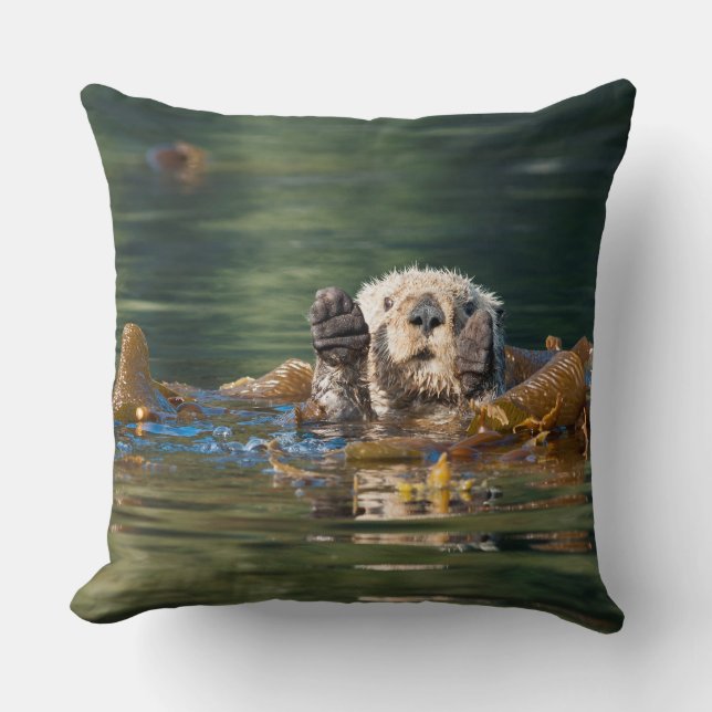 Wellenartig bewegender Seeotter Kissen (Vorderseite)
