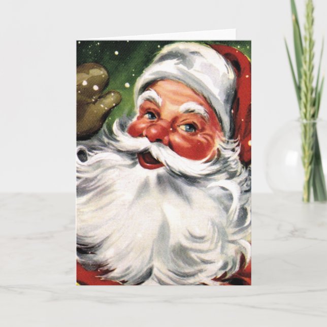 Wellenartig bewegender Weihnachtsmann Feiertagskarte (Vorderseite)