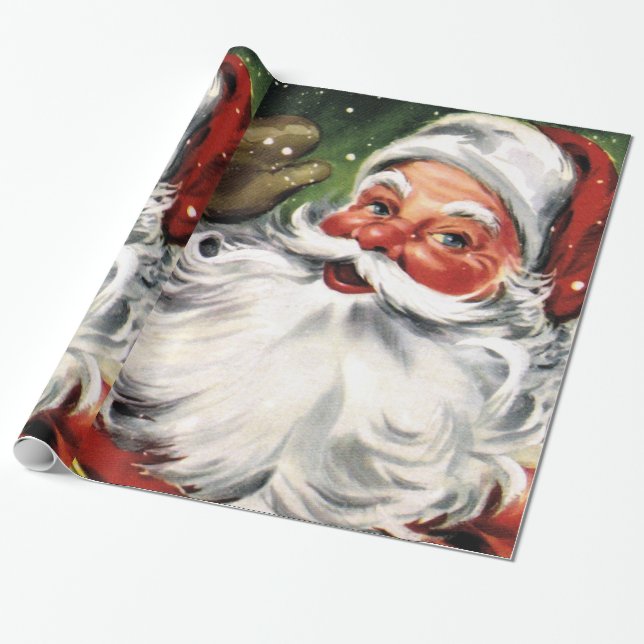 Wellenartig bewegender Weihnachtsmann Geschenkpapier (Ungerollt)