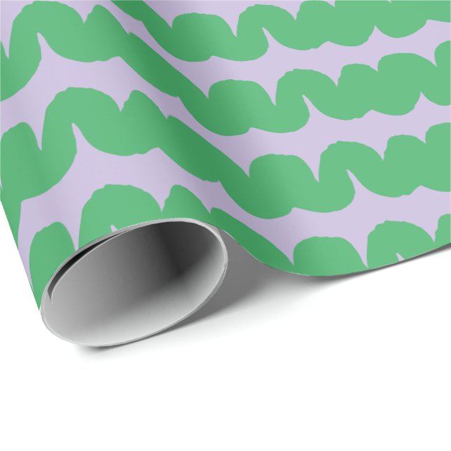 Wellenbrecher-Streifen Lilac grünes Umschlagpapier Geschenkpapier (Rolleneckpunkt)