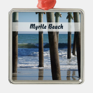 Wellenbrecher unter dem Pier am Myrtle Beach Ornament Aus Metall