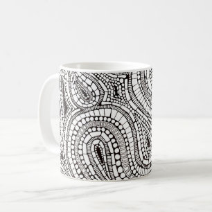 Wellenförmige gebogene abstrakte Formen Zeichnung Kaffeetasse