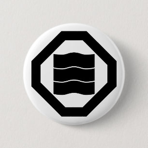 Wellenförmige Kanji-Zeichen für drei in Oshiki Button