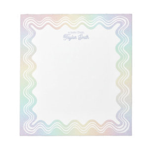 Wellenförmige Pastell-Regenbogen-Personalisierte N Notizblock