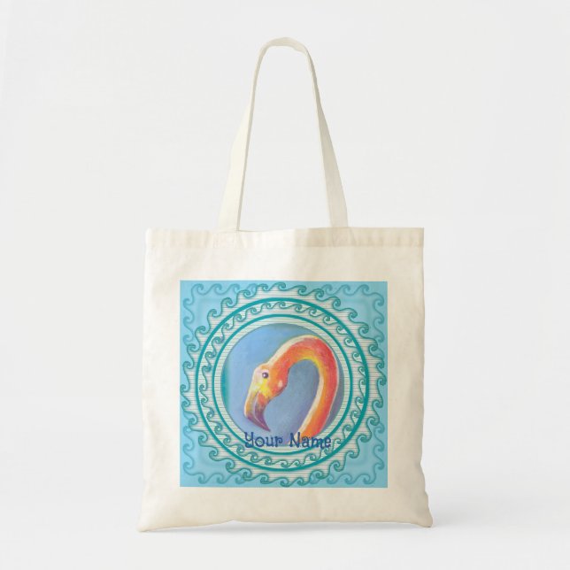 Wellenförmiger Flamingo  Tragetasche (Vorne)