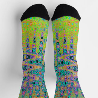 Wellenförmiges abstraktes blaues und gelbes Retro- Socken