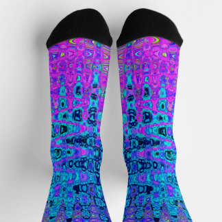 Wellenförmiges abstraktes lila und blaues Retro-Mo Socken