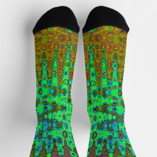 Wellenförmiges abstraktes limettgrünes Retro-Mosai Socken